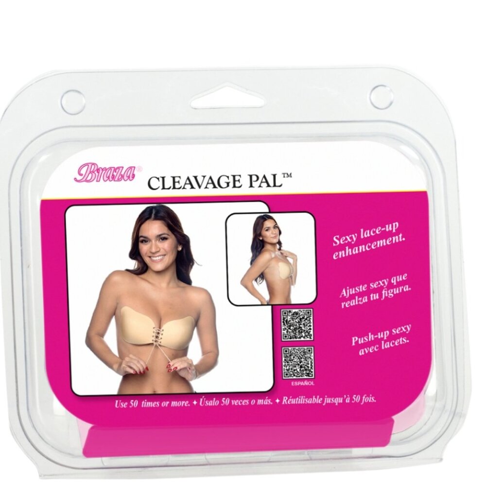 CLEAVAGE PAL LACE - UP BRA -  BEIGE CUP SIZE "B" SEXY LACE-UP ENHANCEMENT